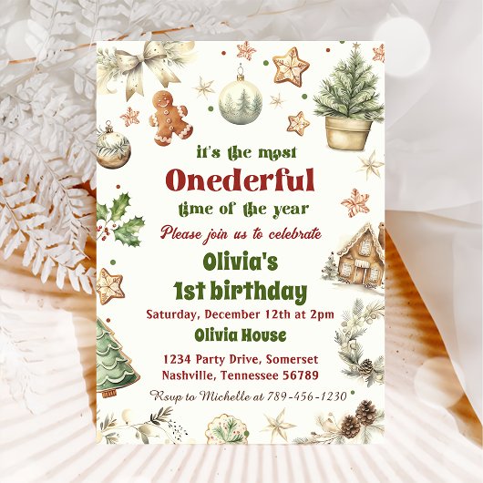 Invitation Anniversaire 1er biscuits Noël