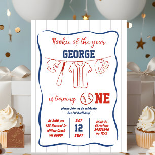 Invitation anniversaire 1ère année Baseball dessin