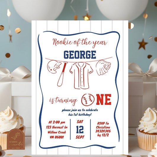 Invitation anniversaire 1ère année Baseball dessin