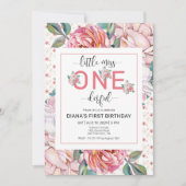 Invitation anniversaire 1ère année Fleur rose (Devant)