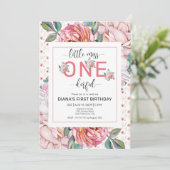 Invitation anniversaire 1ère année Fleur rose (Debout devant)