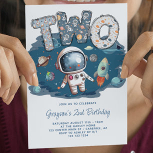 Invitation Anniversaire 1ère année Fusée Astronaute Espace