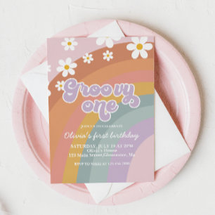 Invitation anniversaire 1ère année Groovy One Retr