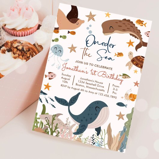 Invitation Anniversaire 1ère année requin baleine sous la mer
