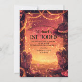 Invitation Anniversaire 1ère année Rustique Cowboy Rodeo (Devant)