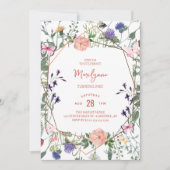 Invitation anniversaire 1ère année Wildflower Boho (Devant)