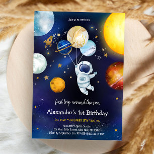 Invitation Anniversaire 1ère Espace Astronaute Planète Galaxi