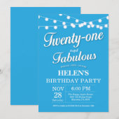 Invitation Anniversaire 20 Ans Bleu Fabuleux (Devant / Derrière)