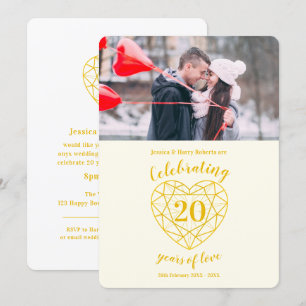 Invitation Anniversaire 20 ans Diamant Doré photo