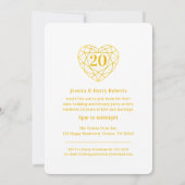 Invitation Anniversaire 20 ans Or Diamant photo (Dos)