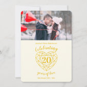 Invitation Anniversaire 20 ans Or Diamant photo (Devant)