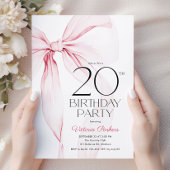 Invitation Anniversaire 20 ans Ruban Rose Coquette