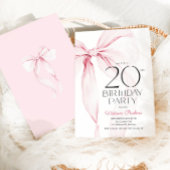 Invitation Anniversaire 20 ans Ruban Rose Coquette