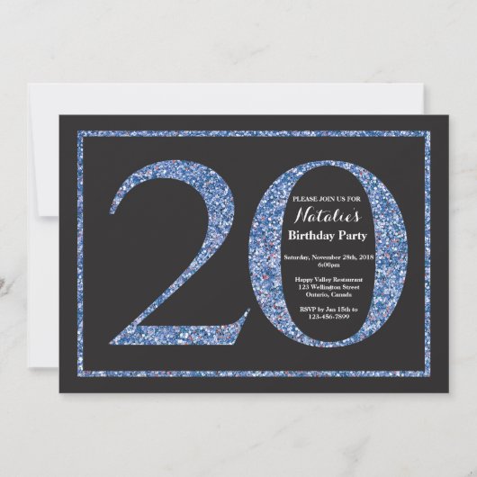Invitation Anniversaire 20 Ans Tableau Noir Paille (Devant)