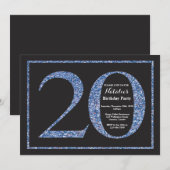 Invitation Anniversaire 20 Ans Tableau Noir Paille (Devant / Derrière)