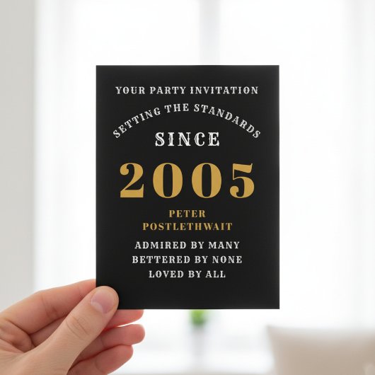 Invitation anniversaire 21 ans 2005 Noir Or