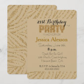 Invitation Anniversaire 21 ans à imprimé zèbre or crème paill (Devant / Derrière)
