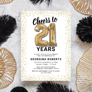 Invitation Anniversaire 21 ans Adulte Or Blanc