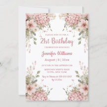 anniversaire 21 ans aquarelle jardin floral rose