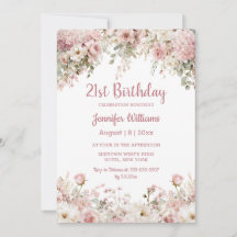 Anniversaire 21 ans aquarelle rose floral jardin c