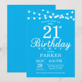 Invitation Anniversaire 21 ans Bleu (Devant / Derrière)