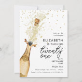 Invitation anniversaire 21 ans Champagne Blanc Or  (Devant)
