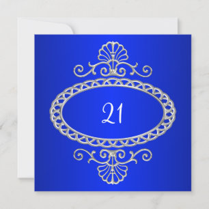 Invitation Anniversaire 21 ans Cobalt Blue & Métal Argenté