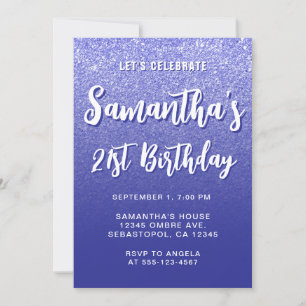 Invitation Anniversaire 21 ans dégradé moderne bleu foncé
