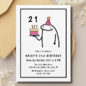 Invitation Anniversaire 21 ans drôle Mème Simple Noir & Blanc