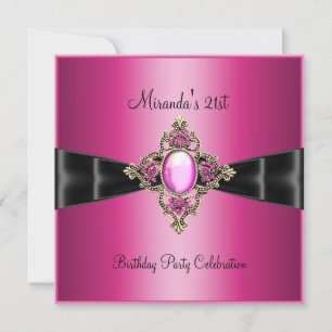 Invitation Anniversaire 21 ans élégant riche rose bijou noir