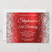 Invitation Anniversaire 21 ans Fancy Monogramme Paillettes Ar (Devant)