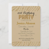 Invitation Anniversaire 21 ans Faux Paillettes Imprimé Zèbre  (Devant)
