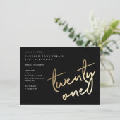 Invitation Anniversaire 21 ans Moderne Gras Or (Debout devant)