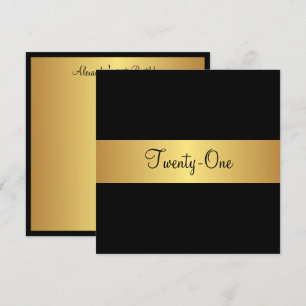 Invitation Anniversaire 21 ans noir et or jaune