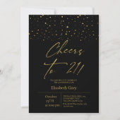 Invitation Anniversaire 21 ans Or Noir Moderne (Devant)