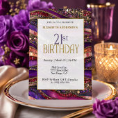 Invitation Anniversaire 21 ans Strata moderne violet orné de 