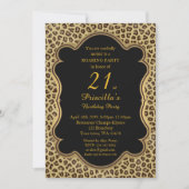 Invitation Anniversaire 21e, Cheetah, Noir & Or (Devant)