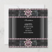 Invitation Anniversaire 21e Perle noire blanche rose (Dos)