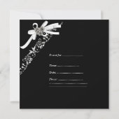 Invitation Anniversaire 21e Polka Dot noir blanc Bow (Dos)