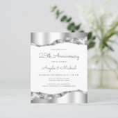 Invitation anniversaire 25 ans en feuille d'argent (Debout devant)