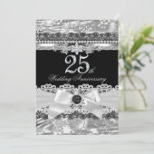 Invitation Anniversaire 25 ans Ruban Perle & Dente (Debout devant)