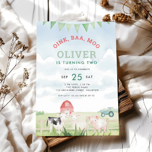 Invitation anniversaire 2 ans animaux de la ferme