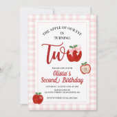 Invitation anniversaire 2 ans Apple Pink Bow prepp (Devant)