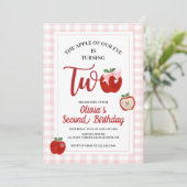 Invitation anniversaire 2 ans Apple Pink Bow prepp (Debout devant)