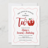 Invitation anniversaire 2 ans Apple Pink Bow prepp (Devant)
