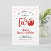 Invitation anniversaire 2 ans Apple Pink Bow prepp (Debout devant)