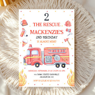 Invitation Anniversaire 2 Ans Camion de Pompiers T