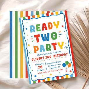 Invitation Anniversaire 2 Ans Coloré Fête Prête