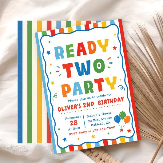 Invitation Anniversaire 2 Ans Coloré Fête Prête