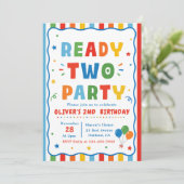 Invitation Anniversaire 2 Ans Coloré Fête Prête (Debout devant)